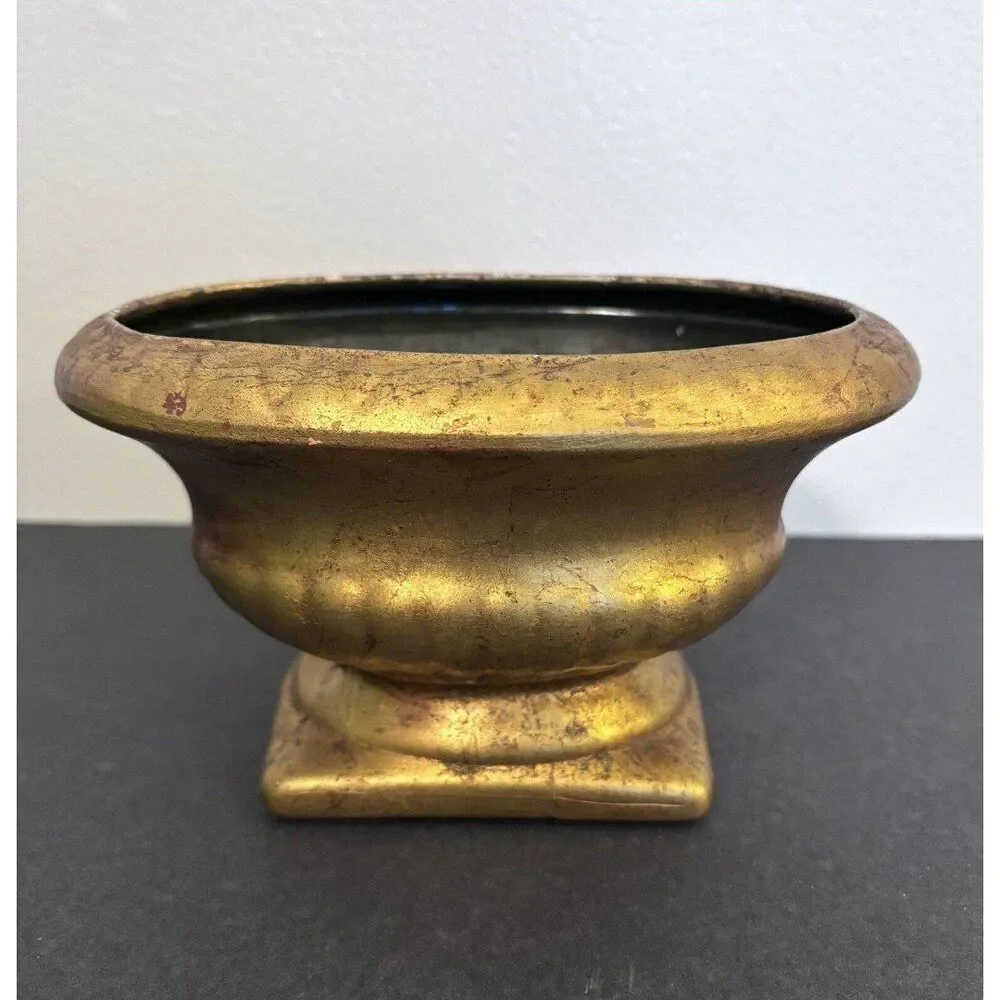 Vintage Small Gold Oval Planter